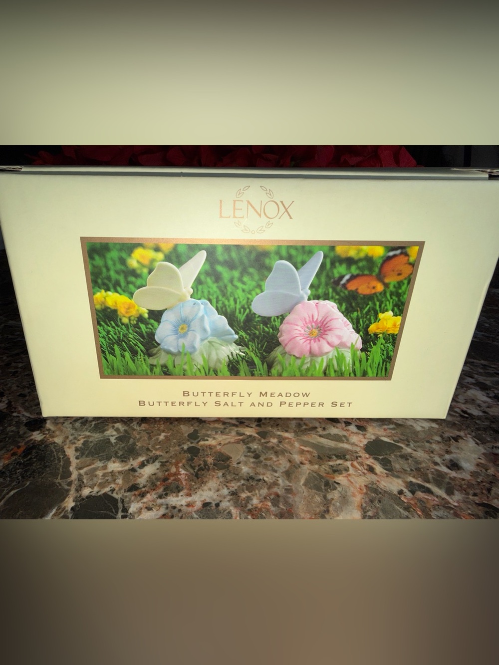 Lenox Butterfly Meadow Blue & Pink Floral Salt and Pepper Set